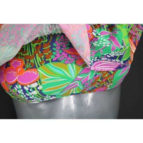 Trina Turk Swimsuit Bikini Top Bra size 10 Tropical Escape Ruffle - Picture 3 of 8